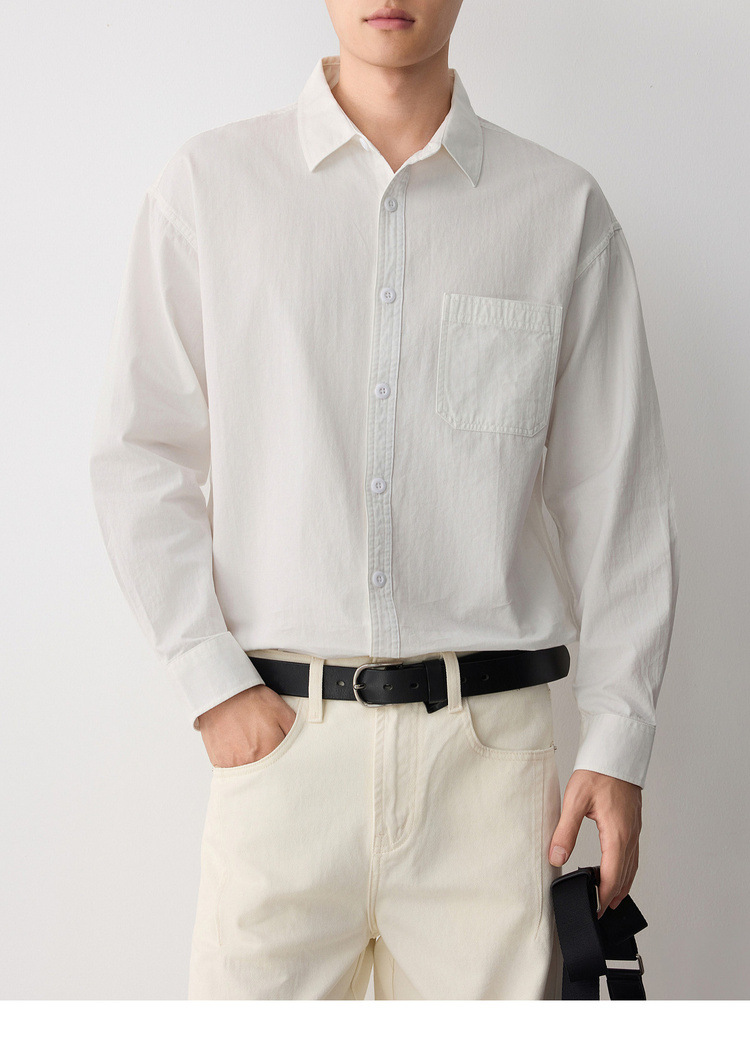Áo sơ mi nam dài tay cotton trơn màu phong cách công sở — đen chi tiết 25