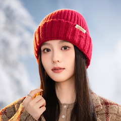 欧美户外滑雪保暖毛线帽秋冬百搭防风加绒护耳帽大头围冷帽显脸小