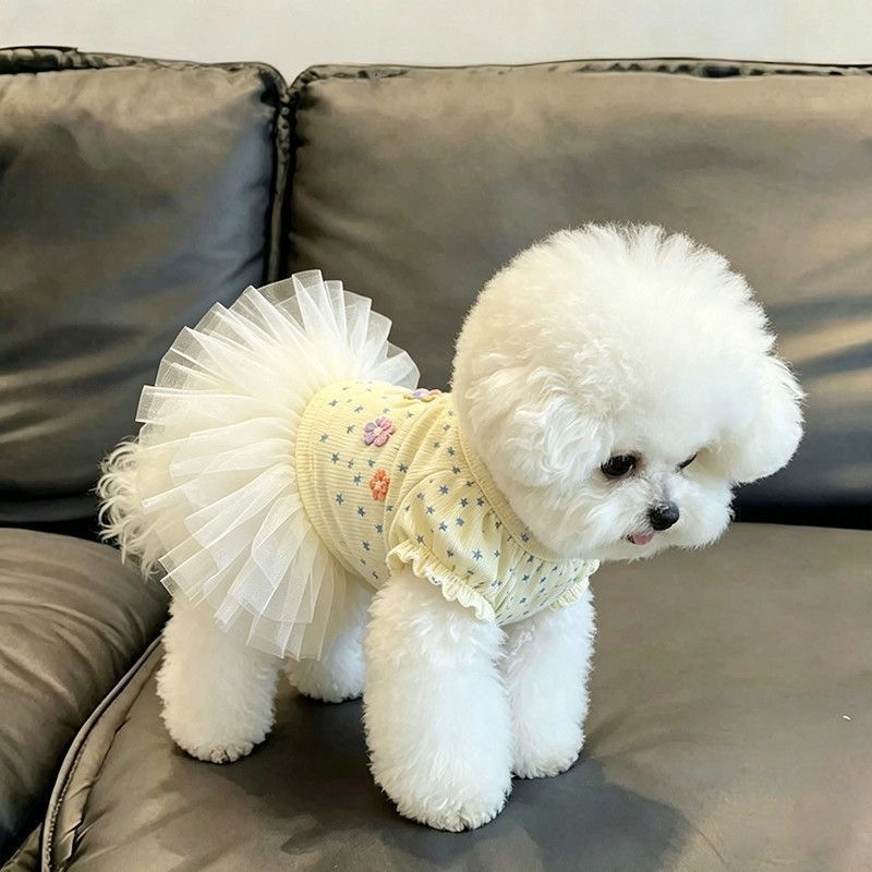 Lightweight Breathable Pet Clothes Floral Flutter Sleeve Princess For Small Dogs And Cats Summer Thin Sun Protection_voghion.com