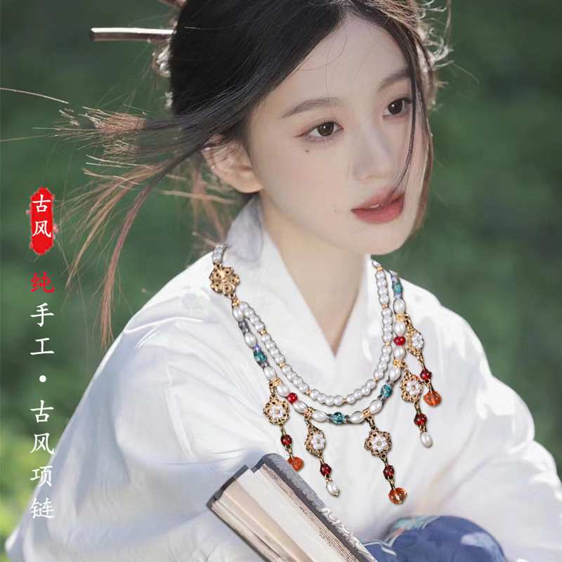 古装马面裙配饰中式璎珞唐风女项链背云古风明制汉服配饰百搭项圈