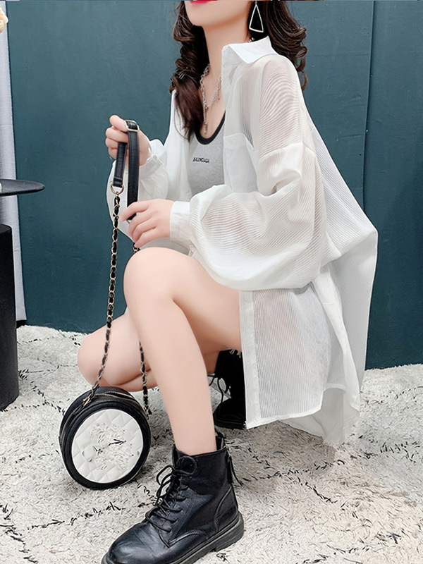 防晒女衬衫外套女装夏季薄款新款长袖透气防晒上衣衬衣百搭设计感|undefined