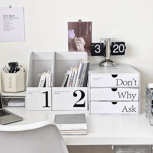 Desktop organization box, paper folding book stand, student documents file holder, office desk archive storage box