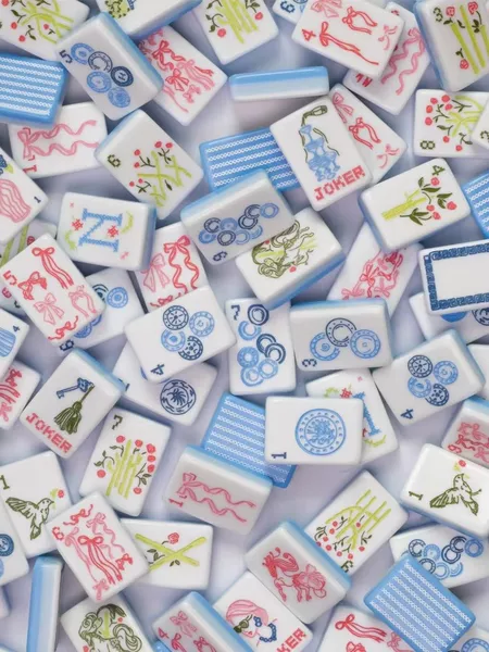 (24-Hour Direct Delivery from Stock) Supplying Foreign Trade American-Style Blue and White Striped Mahjong Tiles, American Mahjong