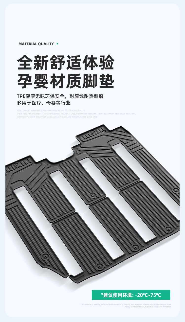 Suitable for 23-26 Models of Xpeng X9 Cars, Special Tpe Floor Mats for Left and Right Steering, Trunk Mat, and Backrest Cushion