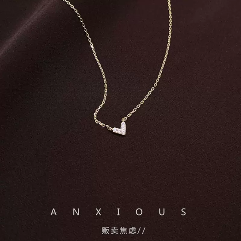 贩卖焦虑|小巧细闪爱心冷淡风项链女小众设计高级银极细锁骨链