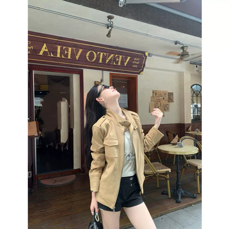 Maillard Brown Suede Short Jacket for Petite Women, 2026 Fall/Winter New Vintage Motorcycle Leather Jacket Maillard Brown Suede Short Jacket for Petite Women, 2026 Fall/Winter New Vintage Motorcycle Leather Jacket