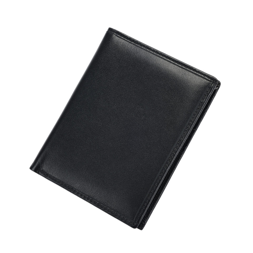 Ví đựng thẻ nam da bò lớp đầu tiên mỏng nhẹ chống trộm RFID — Cà phê, màu đen
