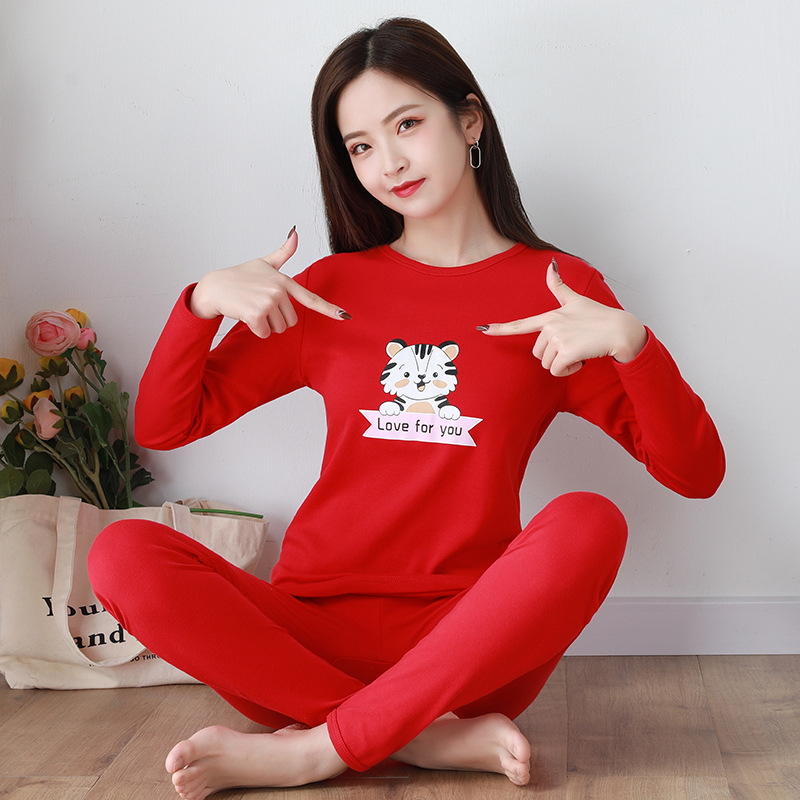 Rojo Long Johns traje femenino de la escuela secundaria niña Algodón puro nacimiento Año Chino rojo fino caliente ventas fábrica