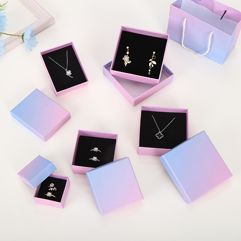 Fashion Gradient Color Paper Jewelry Boxes 1 Piece