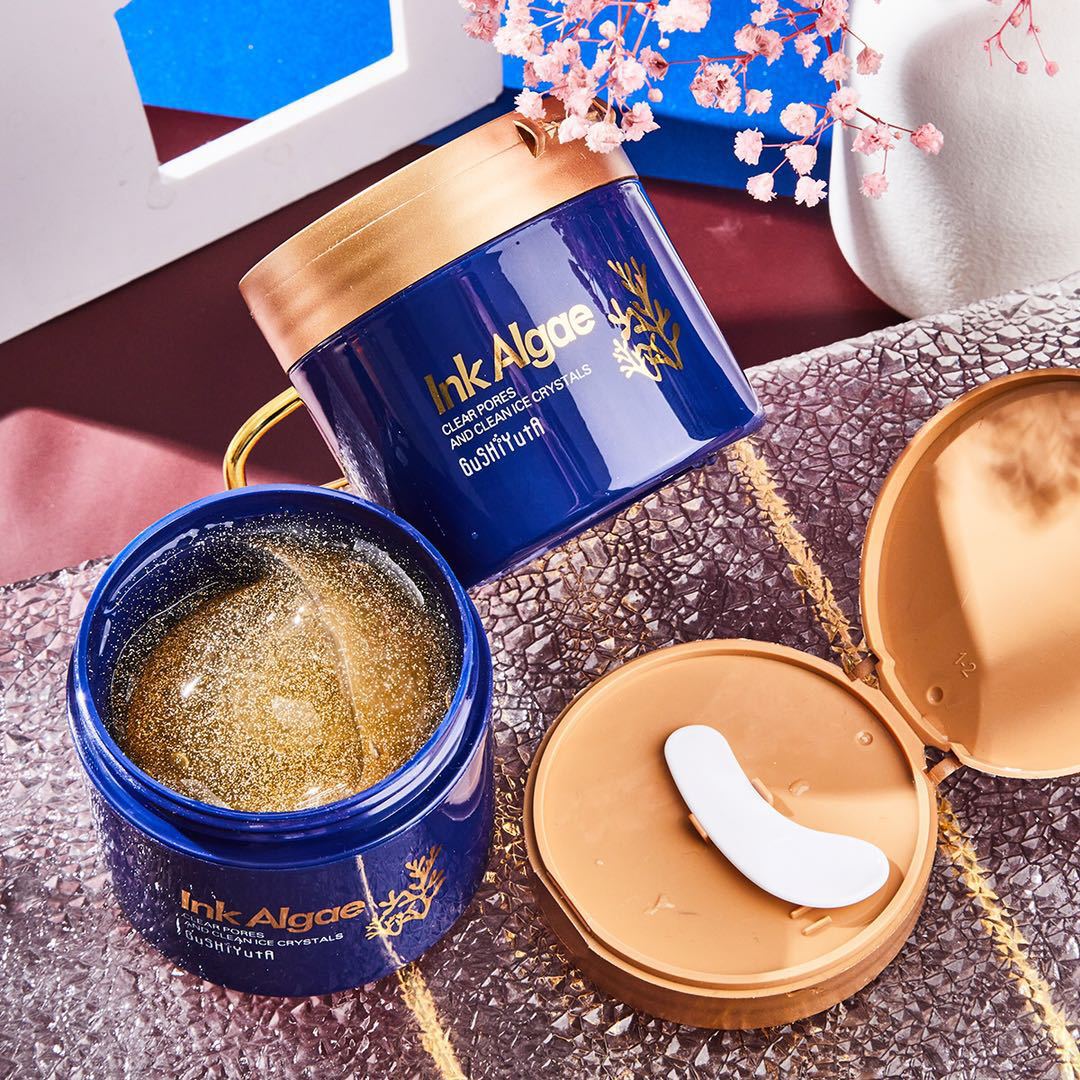 The story with her deep sea ink alga cleaning crystal moisturizing face gel 80g/can live broadcast can ship one piece at a time