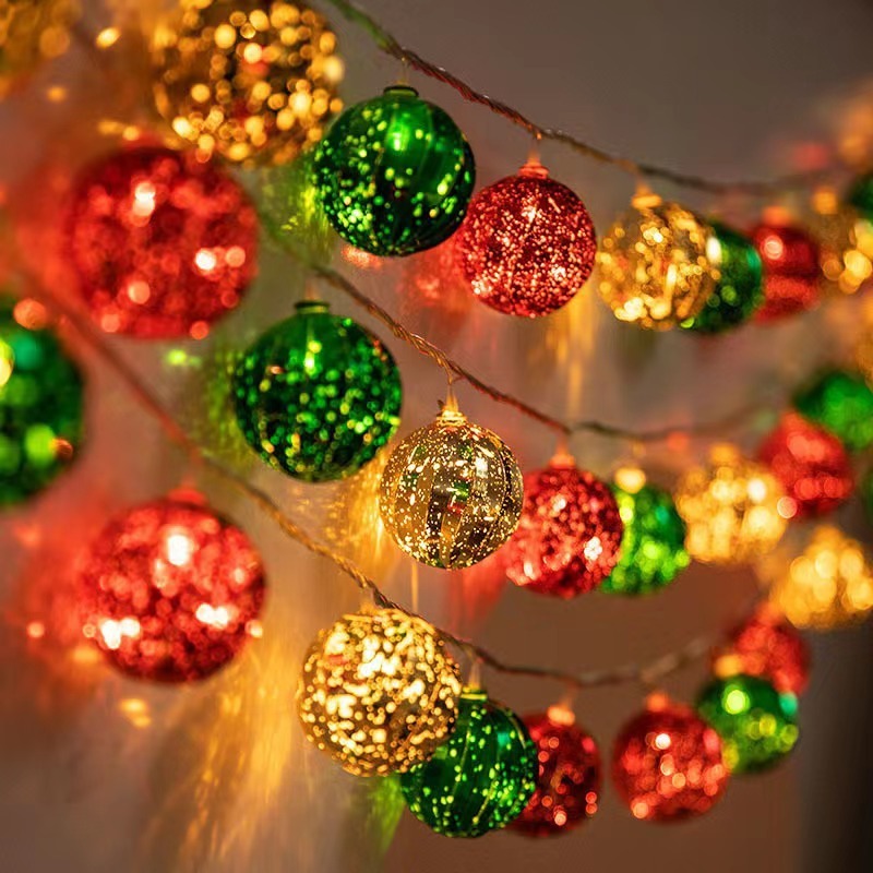 クロスボーダークリスマス装飾ライトストリング LED 電気メッキボールスターベルクリスマスツリーペンダントライト装飾雰囲気ライト|undefined