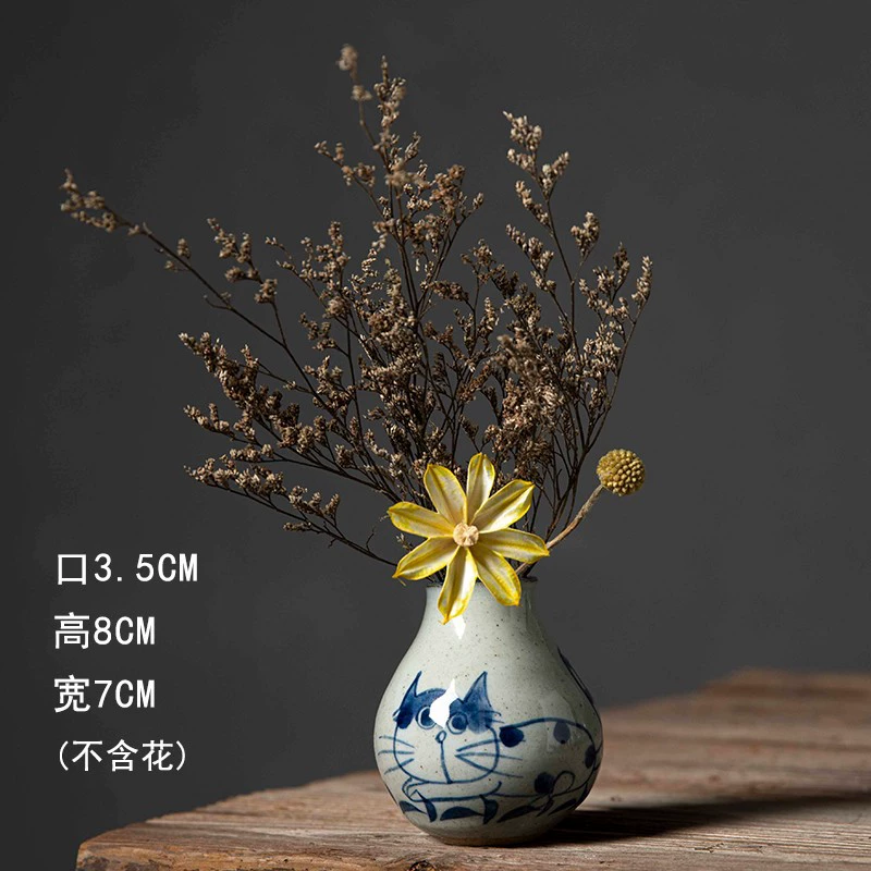 Ceramic Decorative Flower Vases, Handmade Small Tabletop Vase, Glazed Variants