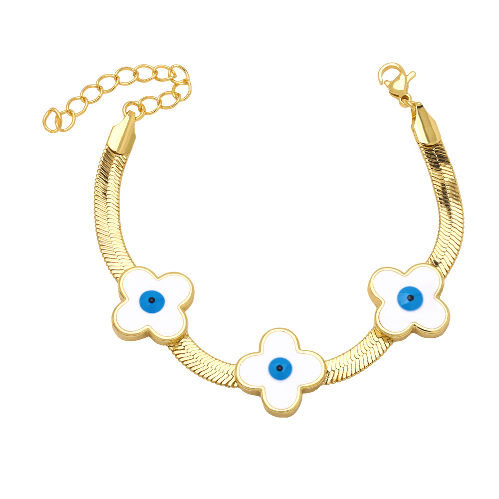 Fashion Star Heart Shape Eye Copper Bracelets Gold Plated Zircon Copper Bracelets