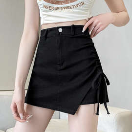 黑色短裤女夏季辣妹短裙显瘦高腰小个子外穿热裤裙裤设计感半身裙