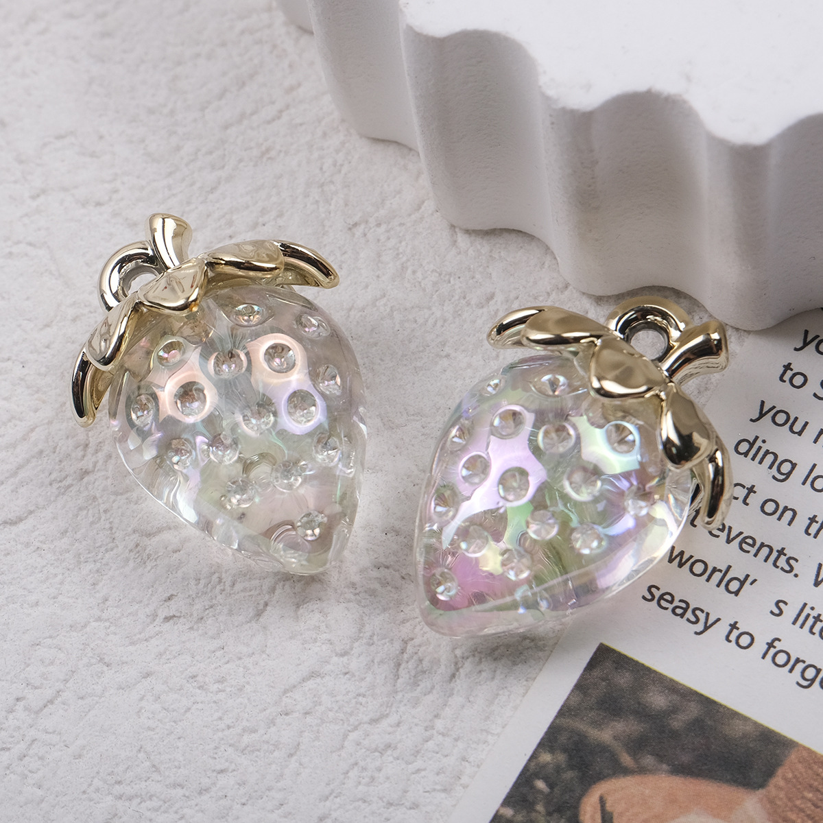 Pendant Jewelry Making Type 1 Piece 31mm*22mm Arylic Strawberry Pendant