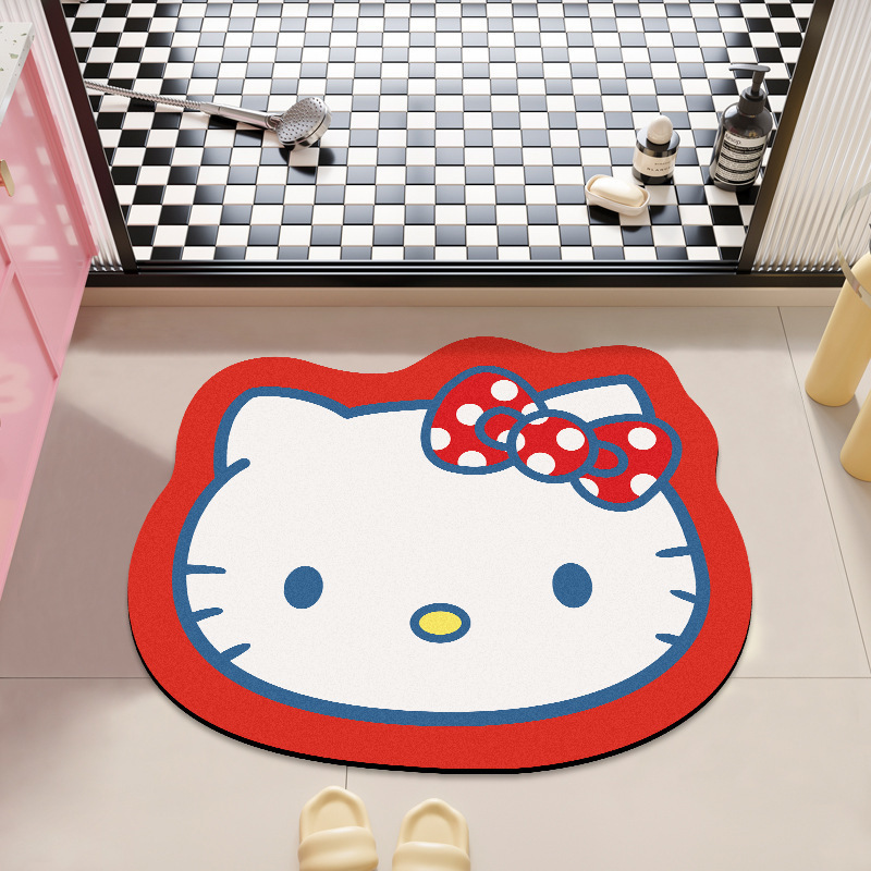 HelloKitty卡通硅藻泥地垫浴室吸水防滑脚垫卫生间耐脏易打理地垫|undefined