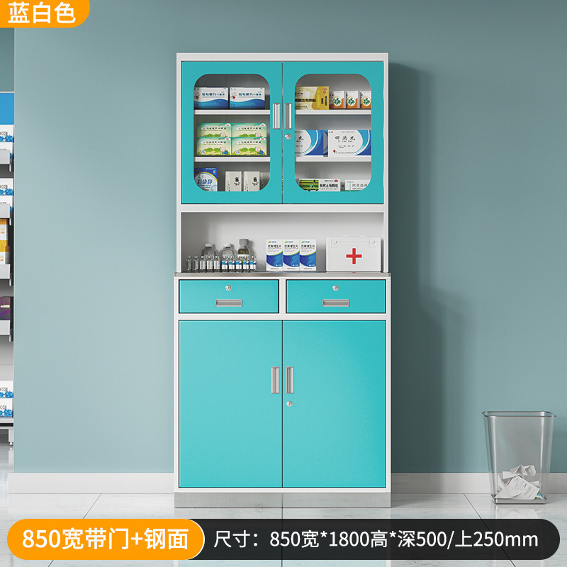 850 wide blue with door (stainless steel countertop)