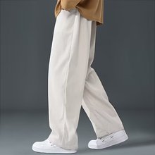 日系垂感直筒裤男士秋冬新款宽松运动休闲长裤子西裤加绒阔腿男裤