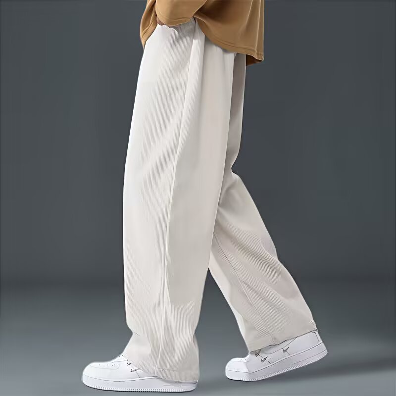 日系垂感直筒裤男士秋冬新款宽松运动休闲长裤子西裤加绒阔腿男裤