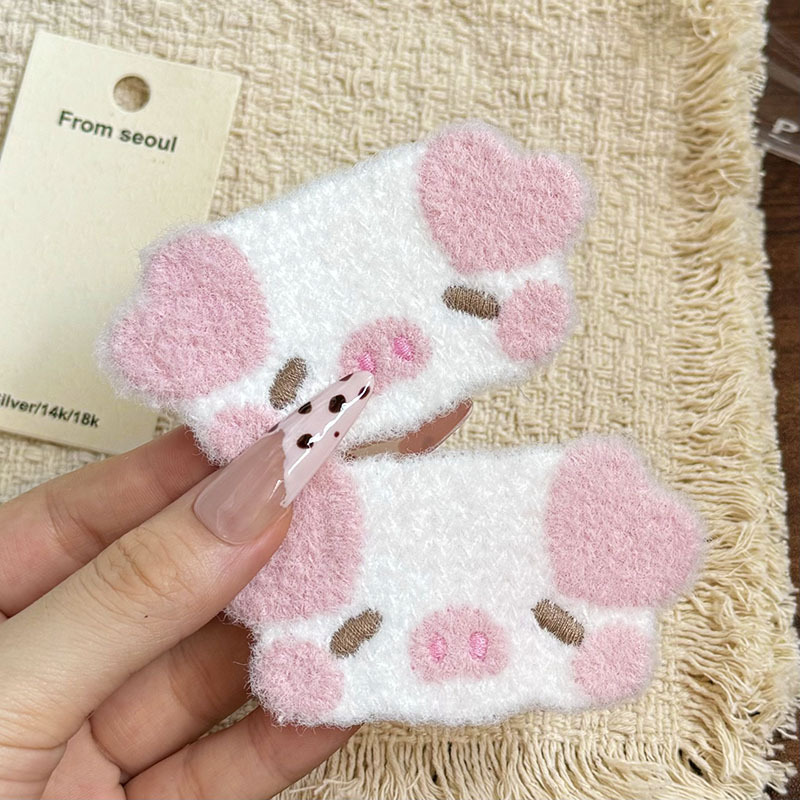 Pink and cute piggy heart hair sticker, cute self-made beauty girl seamless magic sticker, fringe hair sticker, hair accessory, embroidered sticker