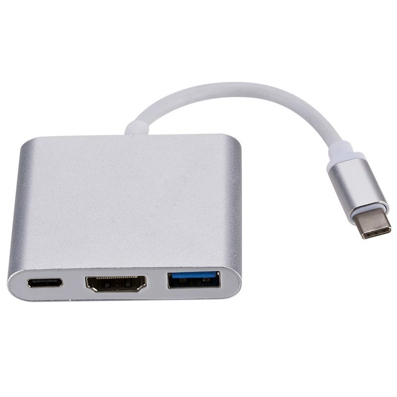 Переходник Type-C на HDMI трех in one 4K, конвертер Type-C на HDMI USB, док-станция для расширения линии HD