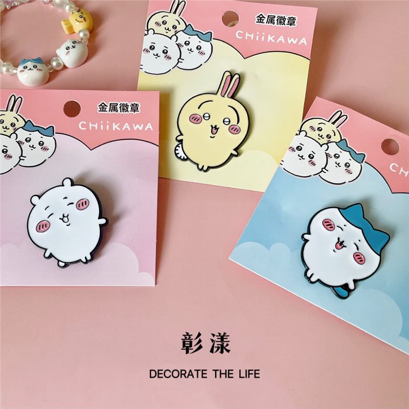 Chiikawa Series Badges Cute Chiikawa Xiaobawa Usachi Metal Brooch Cartoon Animation Peripherals