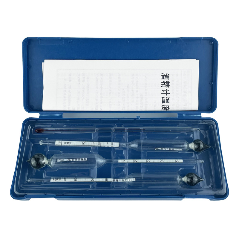 供应0-100三支组酒精计酒精浓度计密度计温度计精准测量高精度