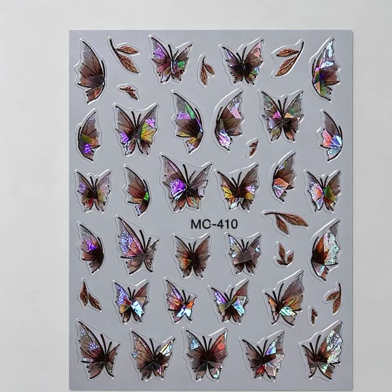 Laser Iridescent Butterfly Nail Stickers, Holographic Gradient Wing Design, Self-Adhesive High-End Nail Decoration Laser Iridescent Butterfly Nail Stickers, Holographic Gradient Wing Design, Self-Adhesive High-End Nail Decoration
