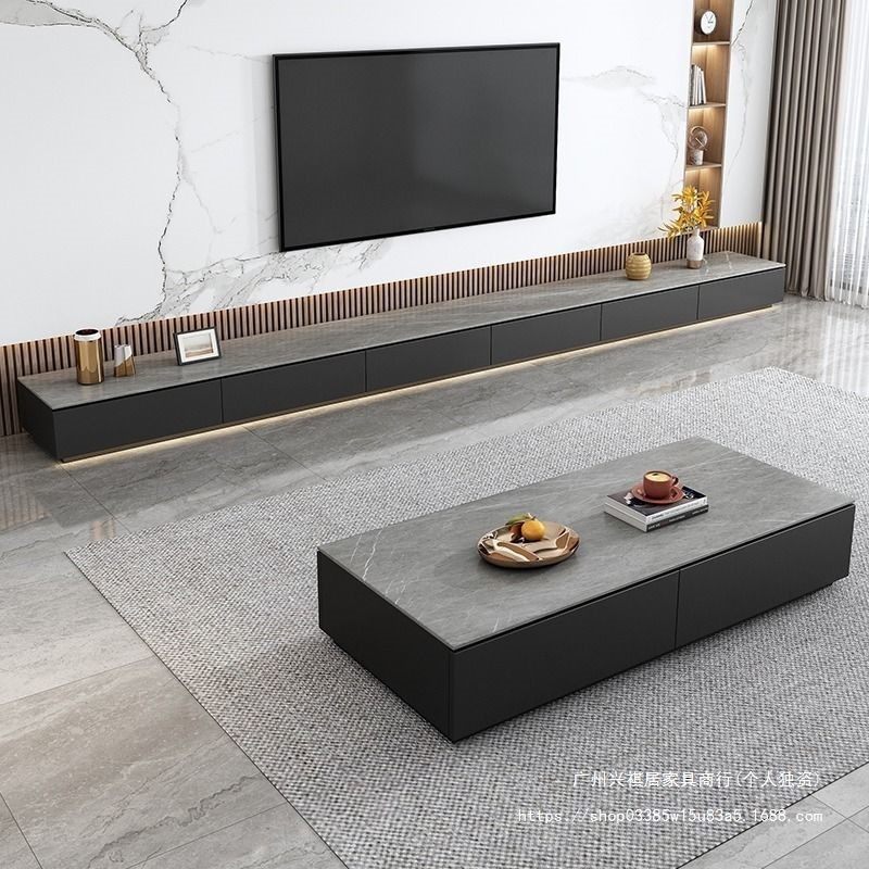 Slate Tv Cabinet Coffee Table Combination Italian Minimalist Rectangular Floor Cabinet Light Luxury Modern Storage Home Tv Cabinet