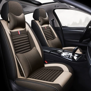 New Car Seat Covers for All Seasons, Linen Seat Cushions for Small Cars, Spring and Summer Car Seat Covers, Full Coverage Ice Silk Special Seat Cushions