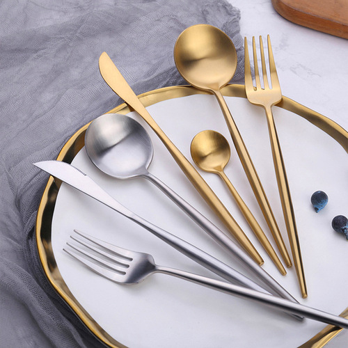 Cross-border 304 stainless steel steak knife, fork and spoon set hotel western food tableware dessert spoon fork Portuguese coffee spoon