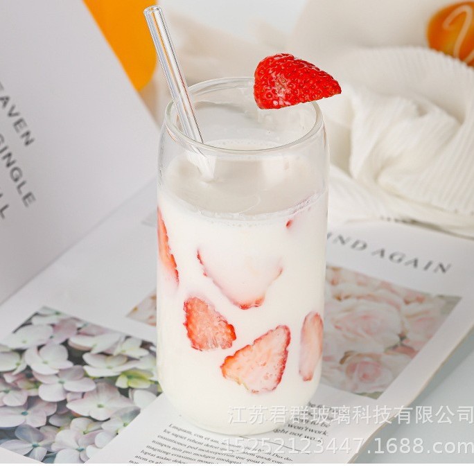 Taza de agua de aspecto alto creativo Red Cup femenina ins estilo vidrio transparente Cola Cup puede beber taza