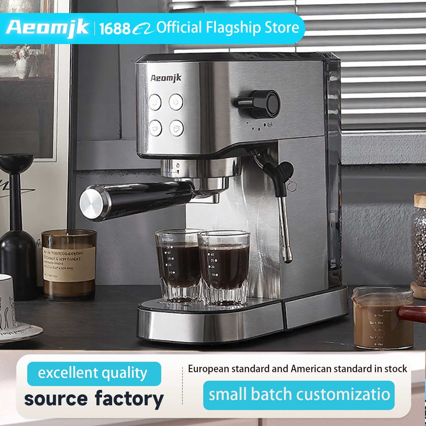 Aeomjk Cross-Border Espresso Semi-Automatic Heating Household Small Mini Portable Steam Milk Frother Coffee Machine