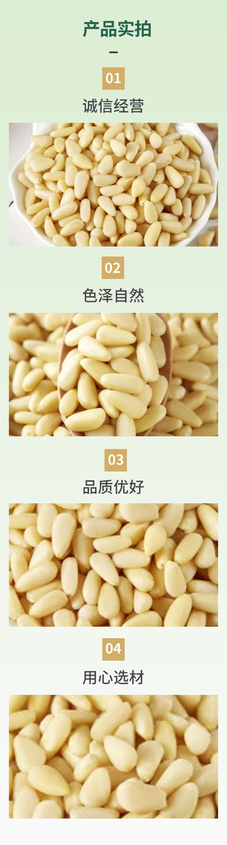 Pine Nut Kernels Song Zi Ren Shelled Raw or Roasted Nuts 500g Northeast China specifications