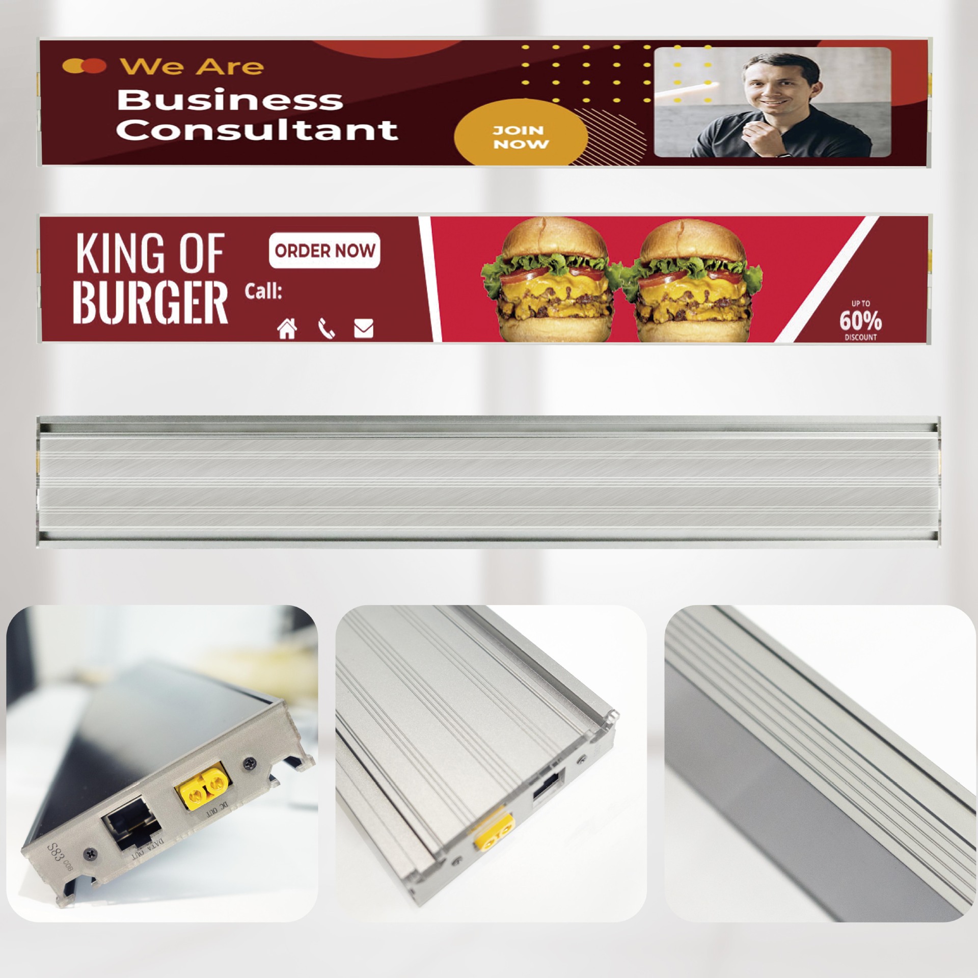 P0.9COB Supermercado Gabinete de exhibición LED Pantalla de pantalla de barra del mostrador del centro comercial LED HD brillante