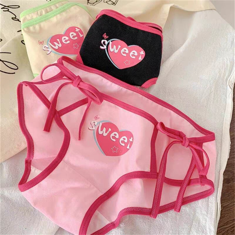 Ghost Horse sweetheart ~ dopamine women's pure desire lace-up underwear women's cotton crotch breathable sexy briefs women