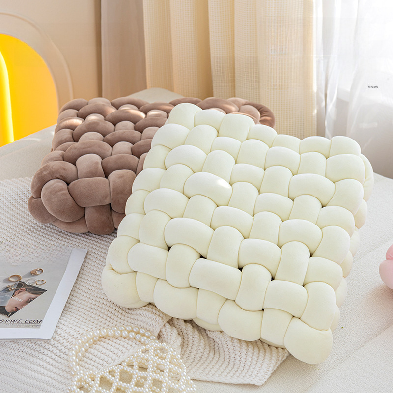 Xiaohongshu's same living room sofa leaning in pillow INS style instant noodle pillow woven office chair waist back with bedside cushion 2