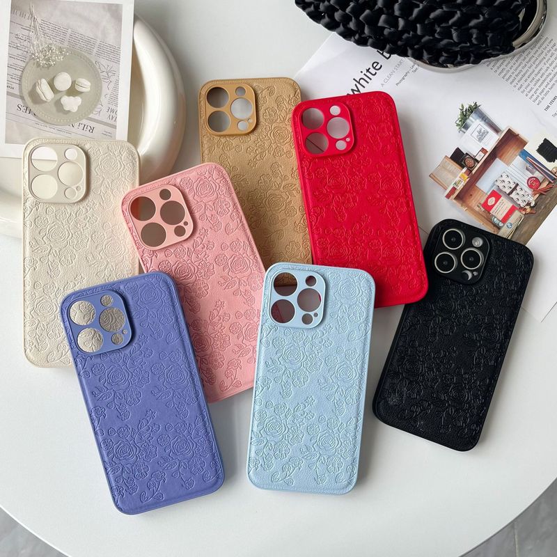 画面いっぱいの小さな花を圧印してiPhone16携帯ケースの単色シンプルなリンゴ15promax高級感を適用する|undefined