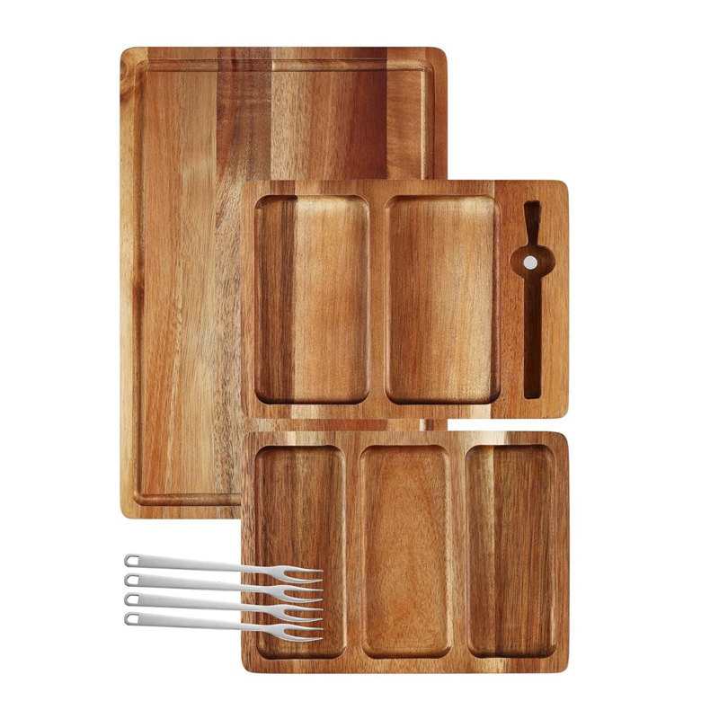 Tablero de madera multifuncional tablero de escritorio bandeja de gran capacidad fiesta doméstica snack bandeja de madera acacia