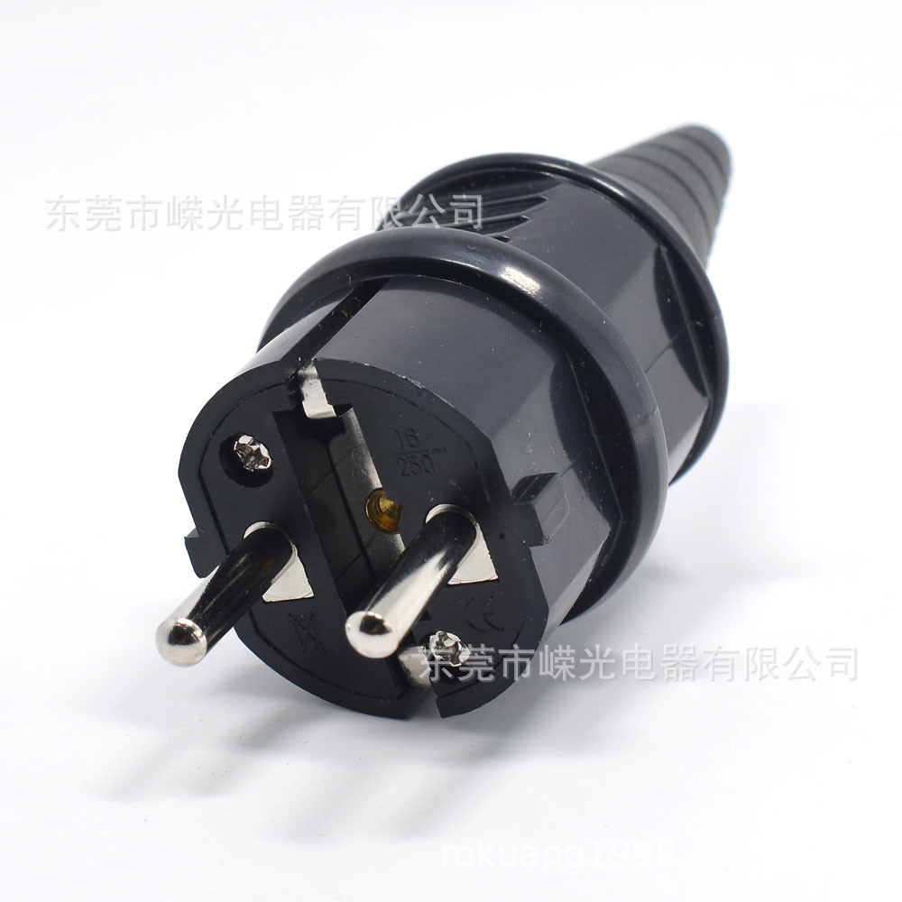 E-012 韩国德标烟斗式接线插头16A 250V德法式工业头法式地线插针