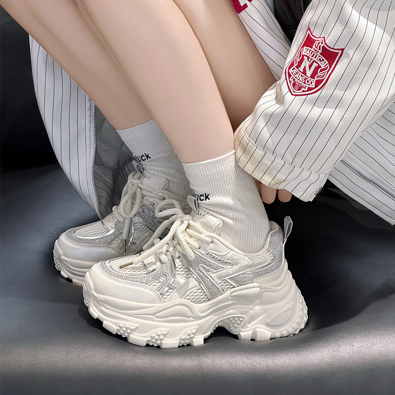 小个子厚底老爹鞋女2025秋季新款时尚百搭休闲7cm增高运动慢跑鞋|undefined