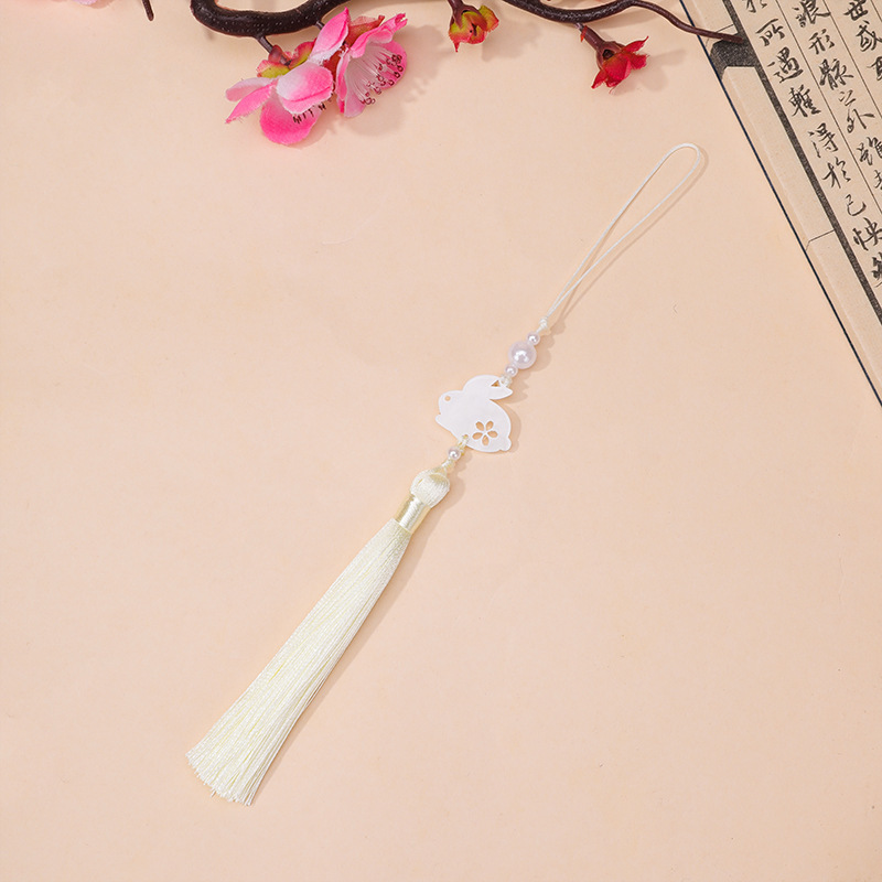 中秋节醋酸白玉兔子流苏流苏吊坠古风汉服旗袍腰佩压襟服装辅料|undefined