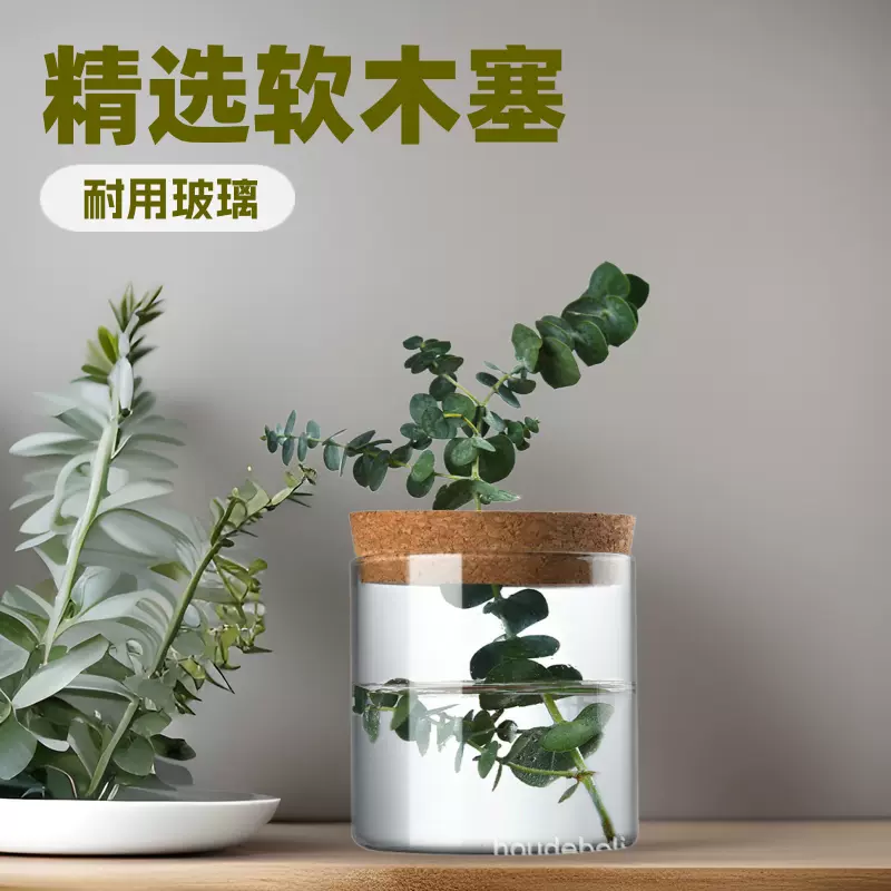 精选软木塞玻璃储物罐桌面居家直筒收纳花瓶香料分装玻璃罐批发