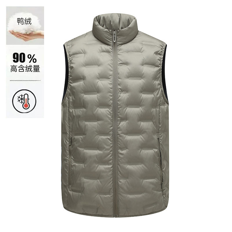 Winter New Style Duck down Warm Men's Vest for Young and Middle-Aged People, Popular down Vest, New Technology Double-Layer Laminated Rubber