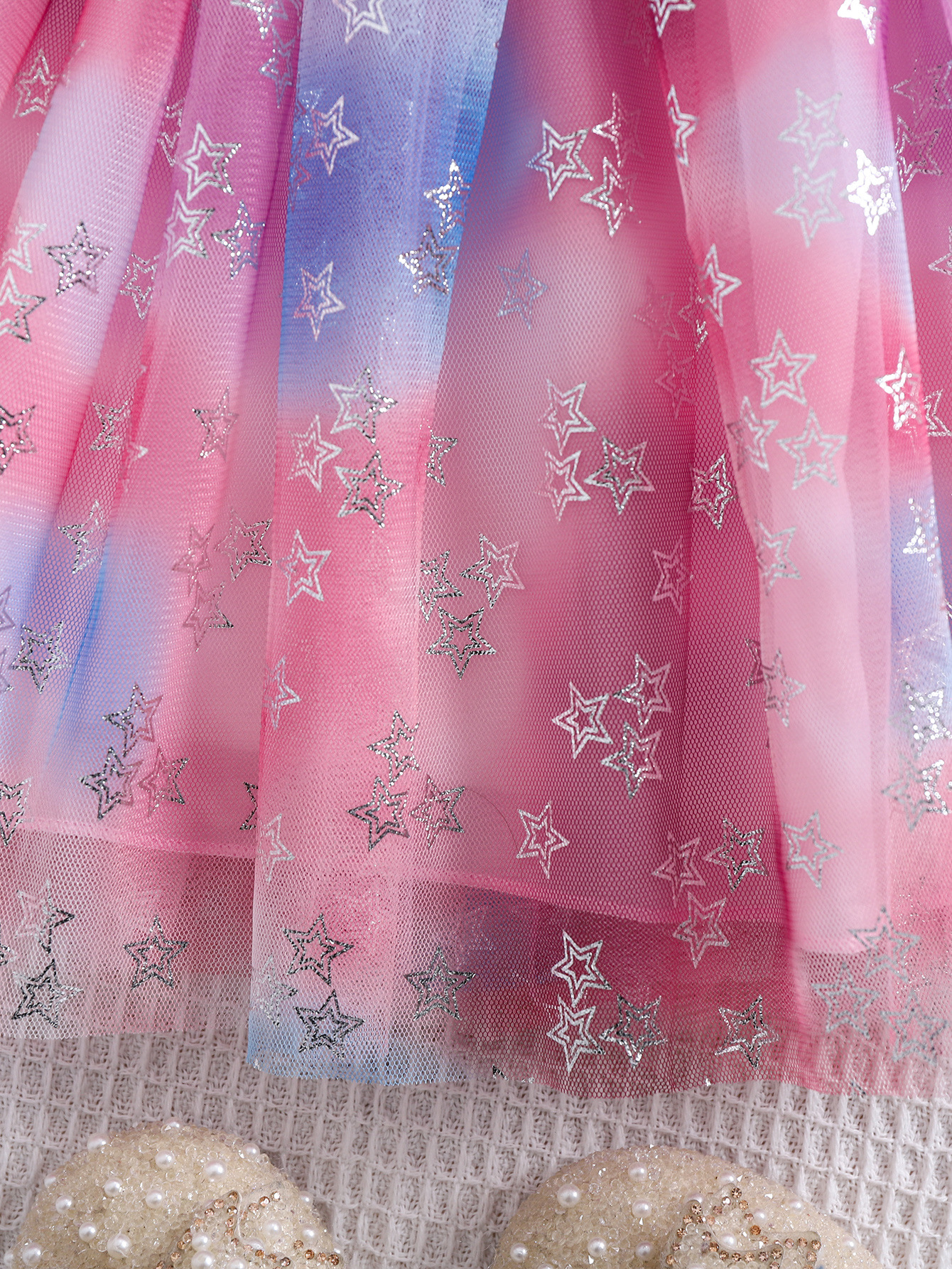 Nuevo vestido de malla de estrella de color gradiente, vestido de cumpleaños para niñas, vestido de Tutu, vestido de corset universal