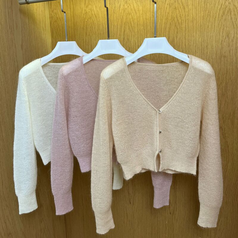 Ma Dou Same Love Island mohair Slim Good Proportion Short Cardigan Kyoto Sweet Dream Summer Air-conditioning Shirt