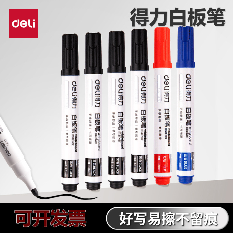 Deli-Bolígrafo para pizarra blanca, borrable, a base de agua, negro, de gran capacidad, de cabeza gruesa, para tablero de dibujo, bolígrafo para escribir, rotulador