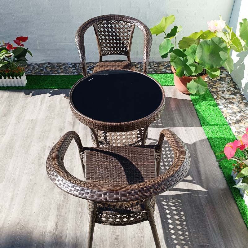 [2 chairs with cushions] + 58cm storage round table