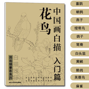 Introduction to flowers and birds Chinese painting white drawing traditional Chinese painting description book line drawing Magpie quail swallow pigeon Mandarin duck Sparrow