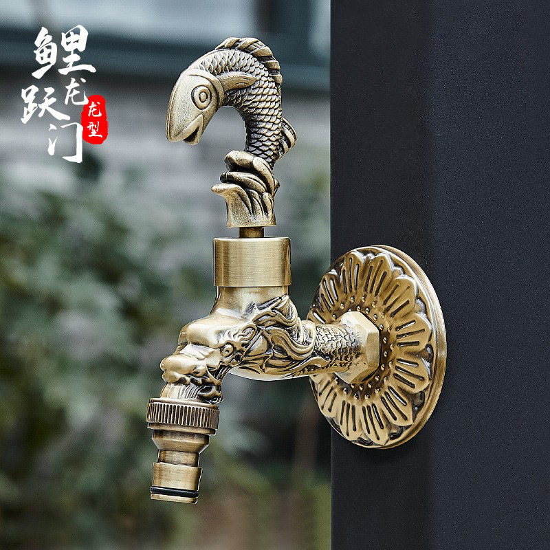 Copper outdoor faucet with lock washing machine outdoor anti-freezing cracking garden watering column animal faucet